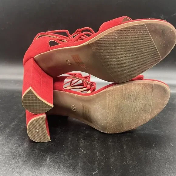 Charlotte Russe red Sienna womens strappy heel size 9 party formal cocktail - Picture 8 of 8